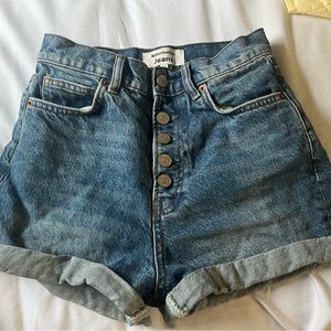 Reformation Button Up Denim Shorts